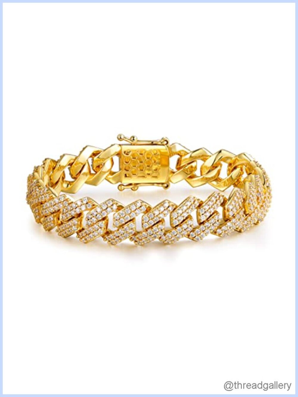 6mm Cuban Link Bracelet, 18k Gold Plated Iced Out Miami Chain, Hip Hop Jewelry